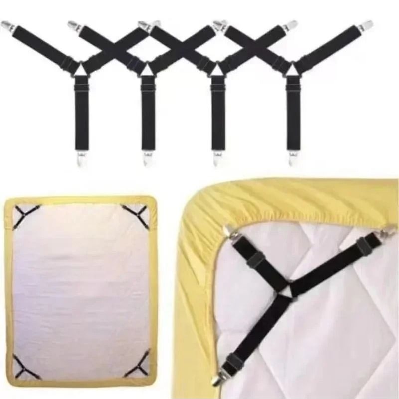 Triangle Bed Sheet Holders Adjustable Elastic Clips Mattress Grippers Set 4