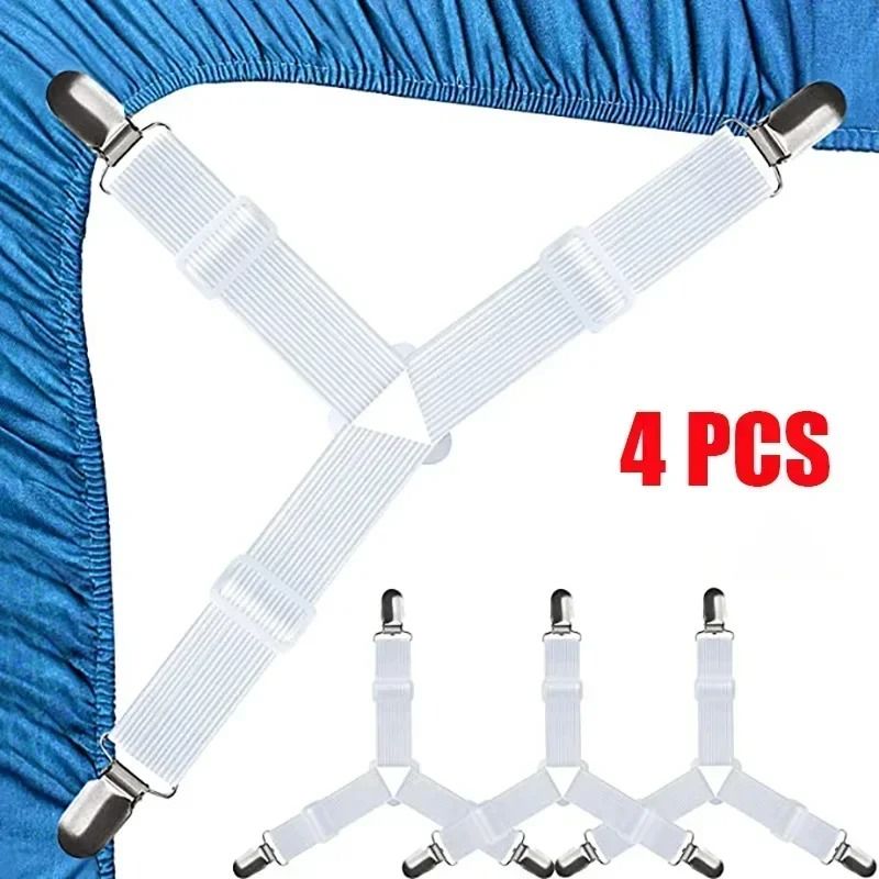 Triangle Bed Sheet Holders Adjustable Elastic Clips Mattress Grippers Set 6