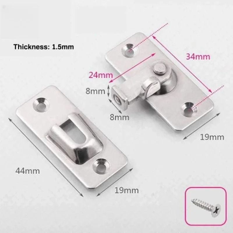 90 Degree Door Latch Stainless Steel Barn Door Hook Lock Hardware 6