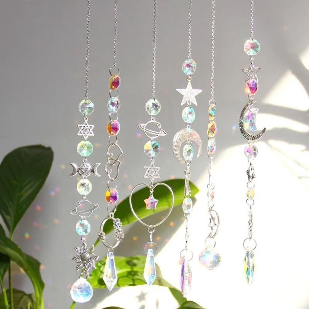 Crystal Wind Chime Rainbow Sun Catcher Dream Catcher Hanging Decor 0
