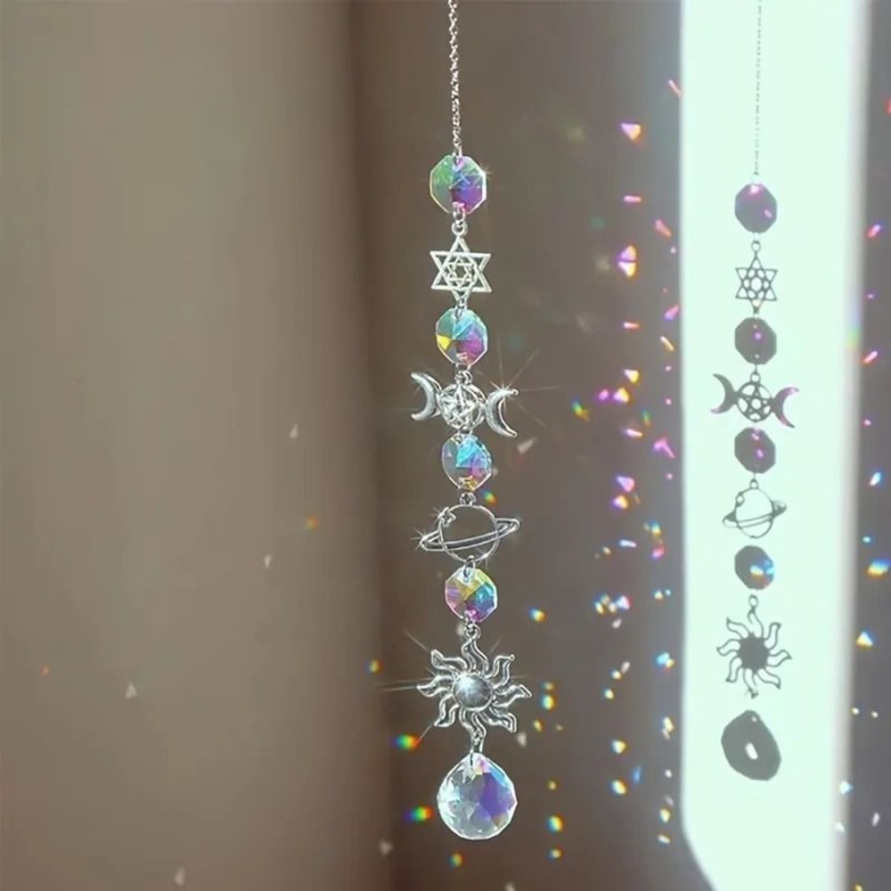 Crystal Wind Chime Rainbow Sun Catcher Dream Catcher Hanging Decor 7