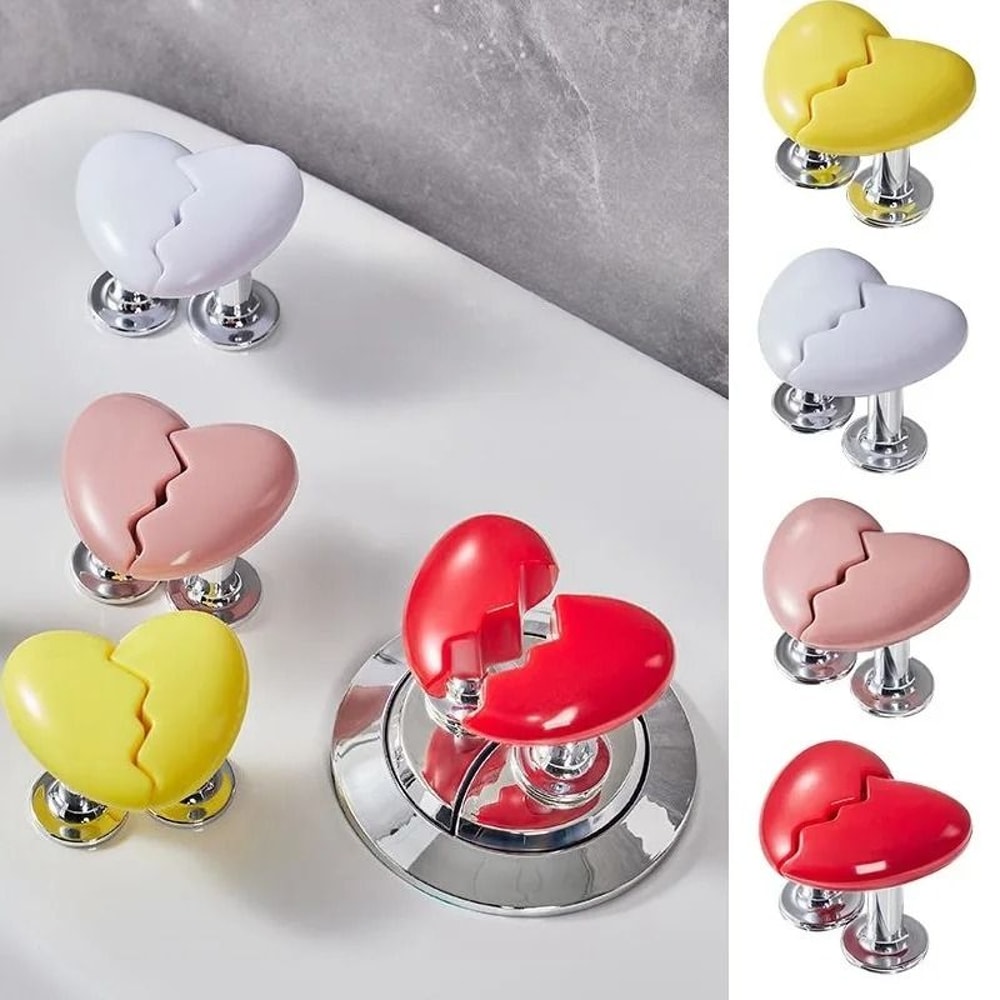 Heart Shaped Toilet Flush Button Decorative Bathroom Tank Handle 0