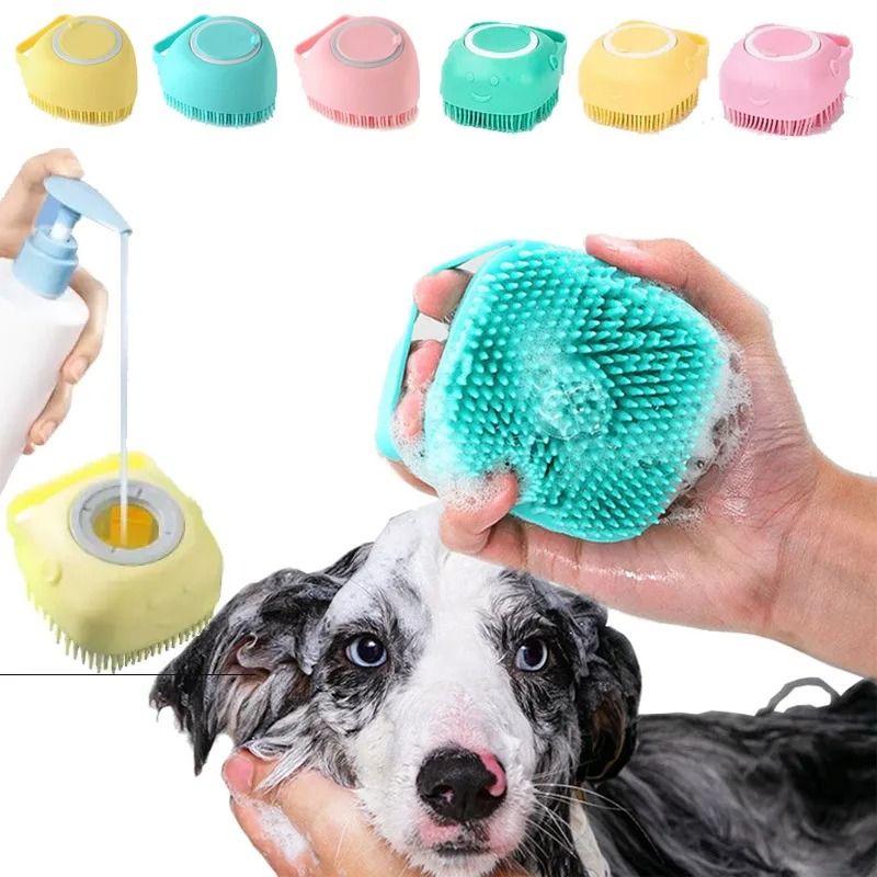 Pet Dog Shampoo Brush Silicone Bath Scrubber Massage Comb For Cats 0