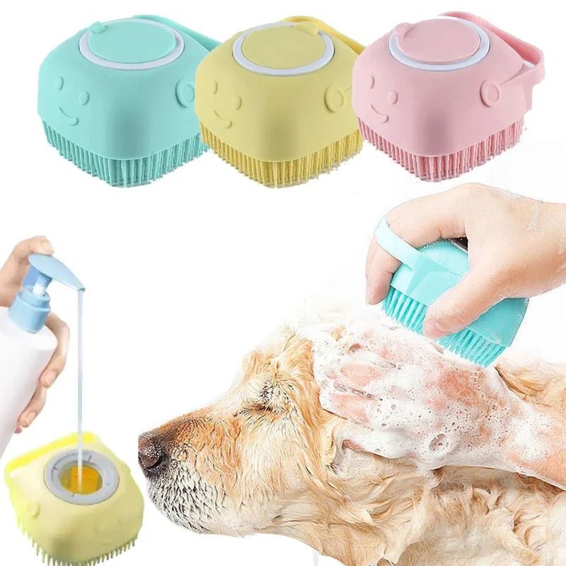 Pet Dog Shampoo Brush Silicone Bath Scrubber Massage Comb For Cats 1