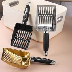 stainless steel cat litter scoop long handle pet cleaning shovel