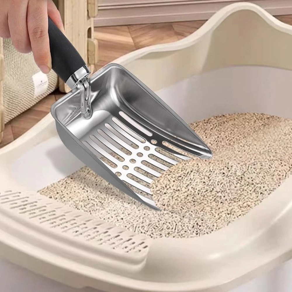 Stainless Steel Cat Litter Scoop Long Handle Pet Cleaning Shovel 2