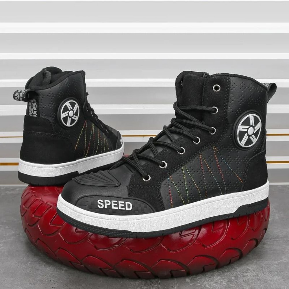 Mens Leather Motorcycle Riding Shoes Protective Anti Slip Boots 2