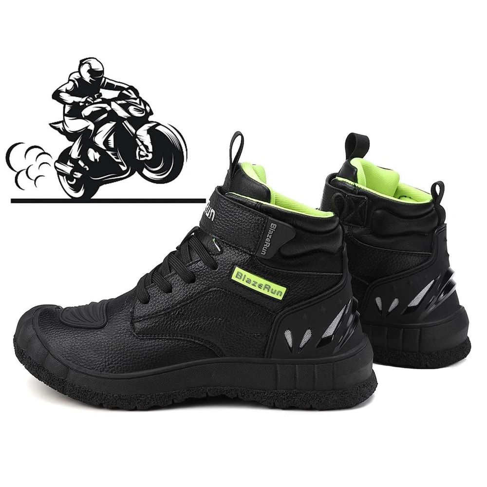 Mens Leather Motorcycle Riding Boots Breathable Anti Slip Wear Resistant Shoes 0