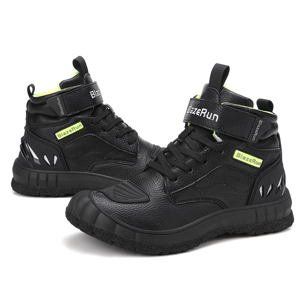 Mens Leather Motorcycle Riding Boots Breathable Anti Slip Wear Resistant Shoes 1