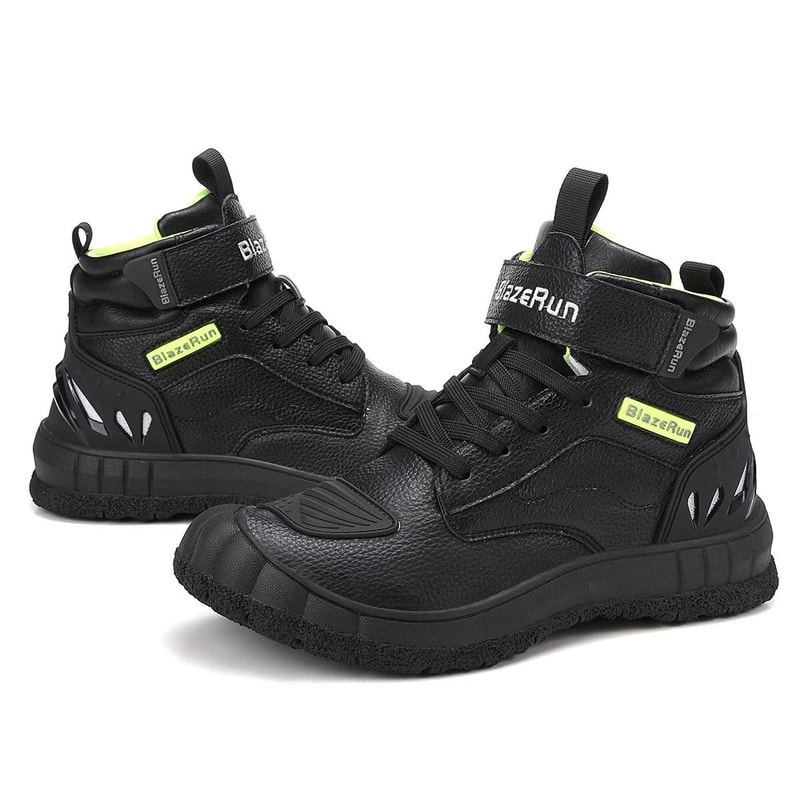 Mens Leather Motorcycle Riding Boots Breathable Anti Slip Wear Resistant Shoes 1