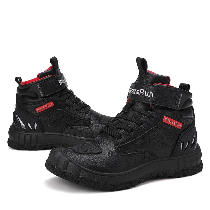 Mens Leather Motorcycle Riding Boots Breathable Anti Slip Wear Resistant Ankle Shoes 3