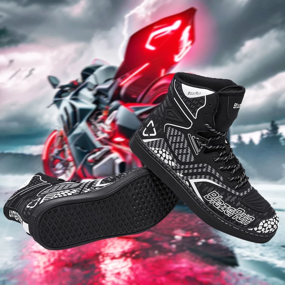 Breathable Motorcycle Riding Boots For Men Anti Slip Adventure Touring Shoes 4