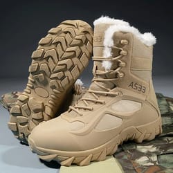 mens winter high top casual snow boots non slip plush thick cotton footwear