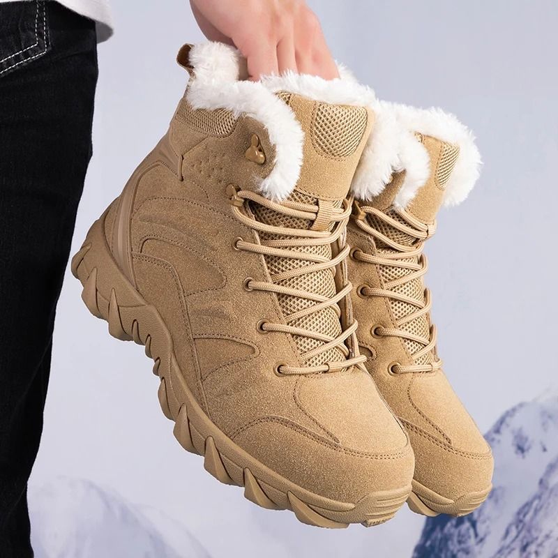 Mens Winter High Top Casual Snow Boots Non Slip Plush Thick Cotton Footwear 2