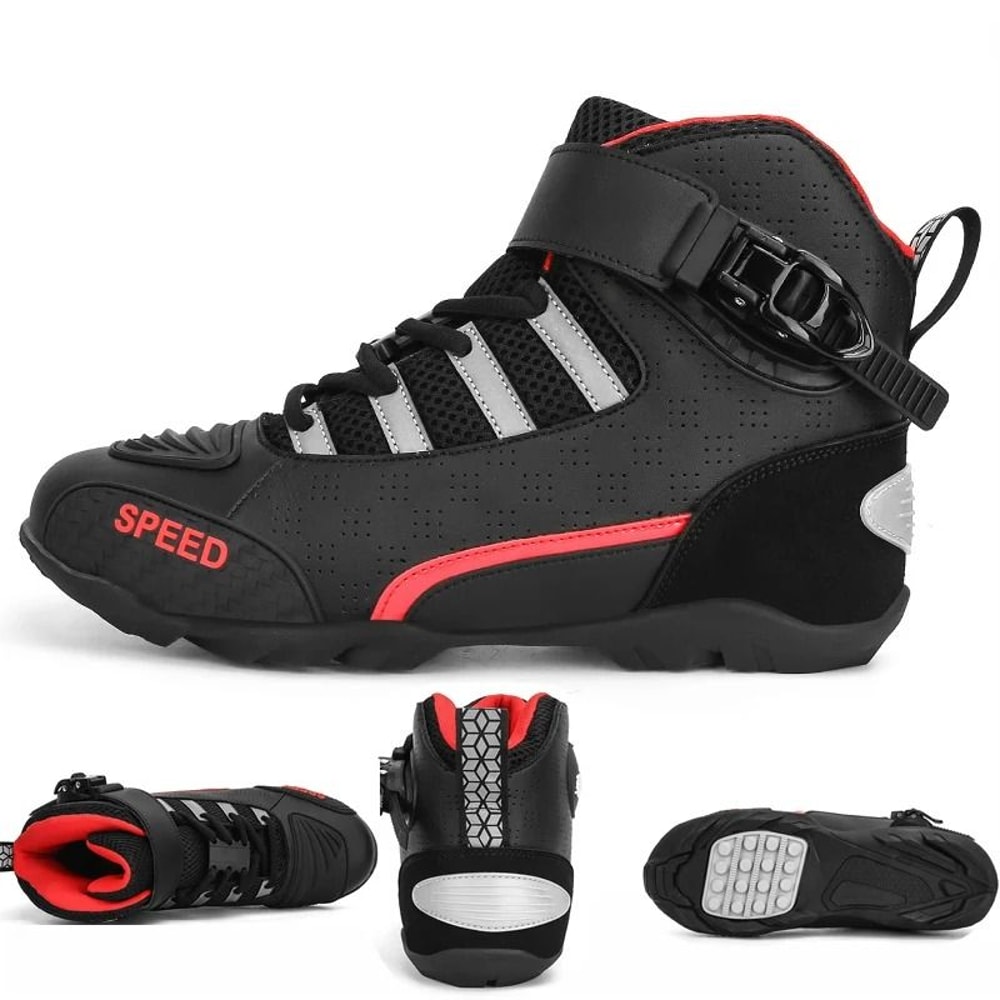 Mens Motorcycle Boots Leather Anti Slip Racing Ankle Riding Footwear 0