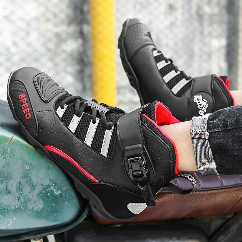 Mens Motorcycle Boots Leather Anti Slip Racing Ankle Riding Footwear 2