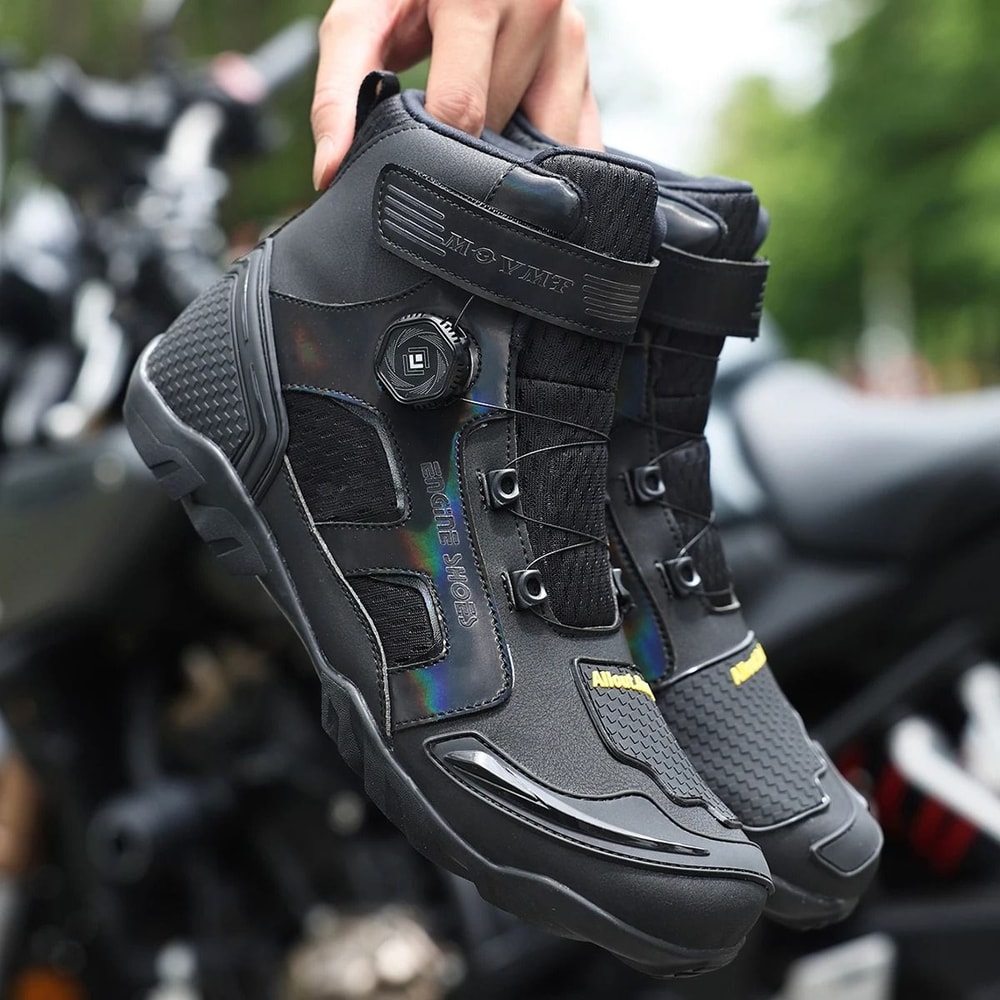 Mens Leather Motorcycle Boots Anti Slip Ankle Riding Footwear 1