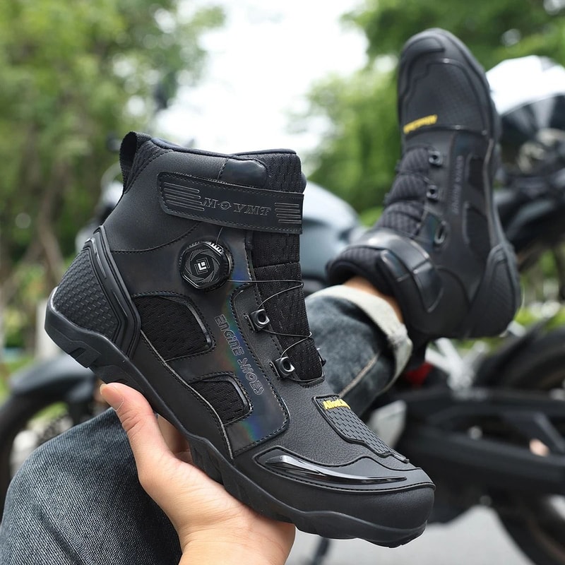 Mens Leather Motorcycle Boots Anti Slip Ankle Riding Footwear 2