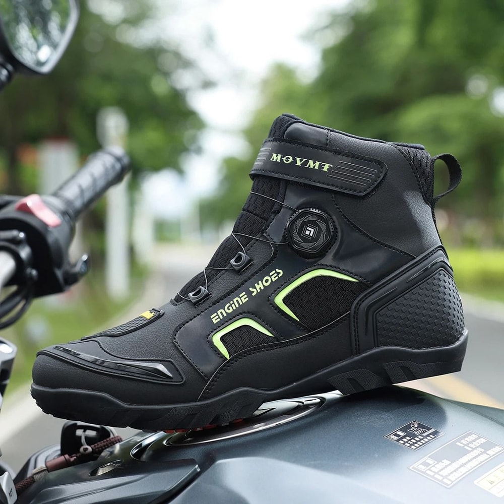 Mens Leather Motorcycle Boots Anti Slip Ankle Riding Footwear 4