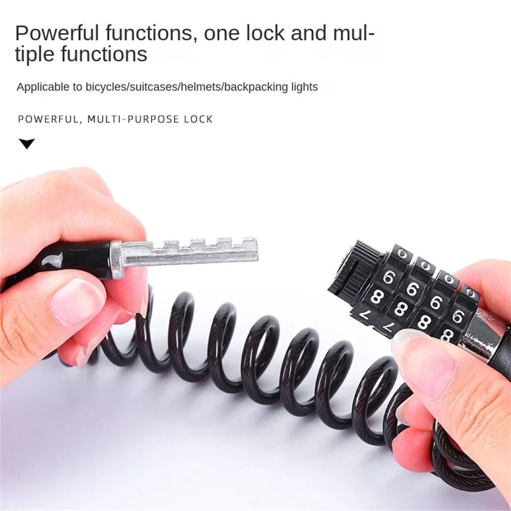 Elastic Steel Cable Bicycle Lock Anti Theft Code Wire For Bike Motorcycle Helmet 2