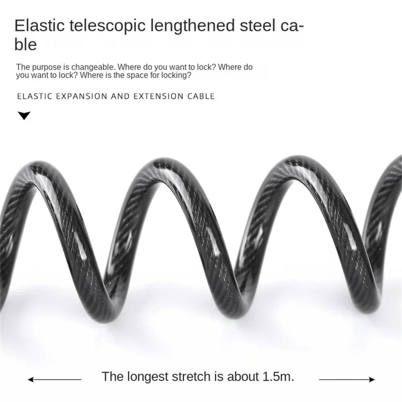 Elastic Steel Cable Bicycle Lock Anti Theft Code Wire For Bike Motorcycle Helmet 3