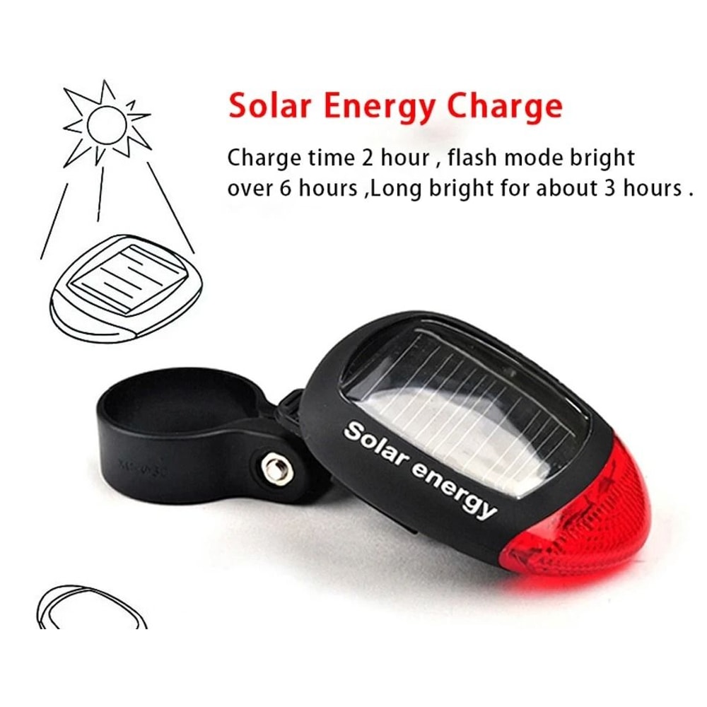 Solar Powered Bicycle Front And Rear Safety Lights Waterproof Cycling Lamp Set 2