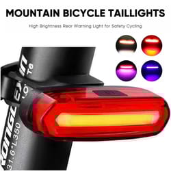 improve your visibility and ride safer with this usb rechargeable bicycle rear light designed for mtb and road bike use.