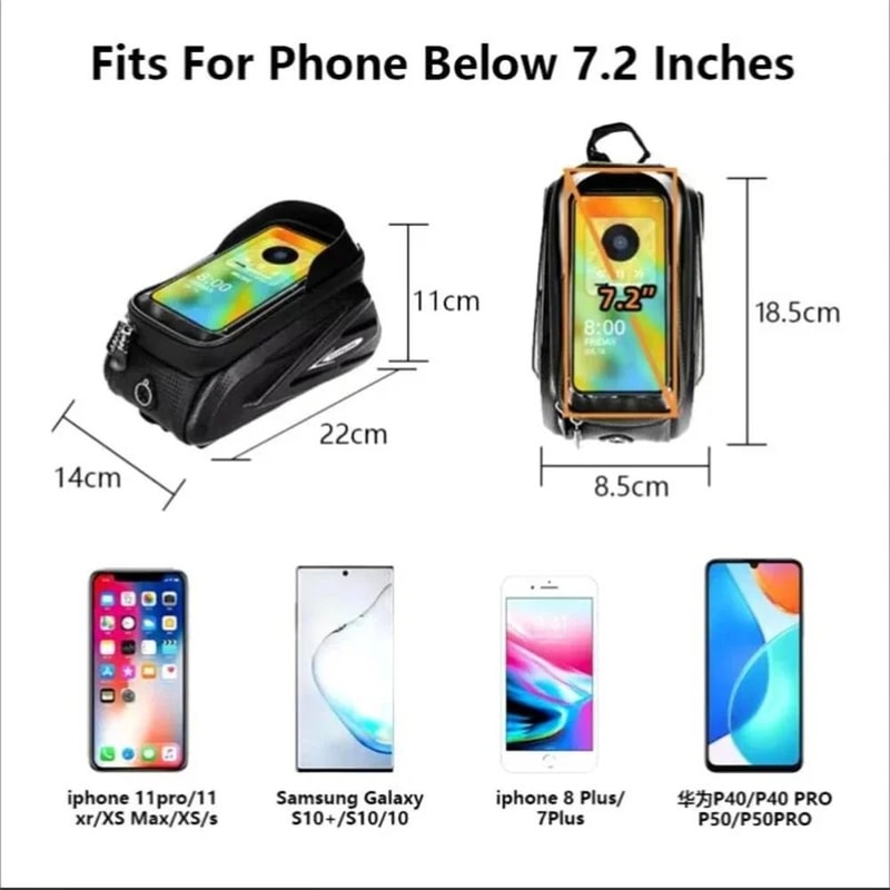 Waterproof Bicycle Phone Frame Bag Touch Screen Hard Shell Front Tube Storage 5