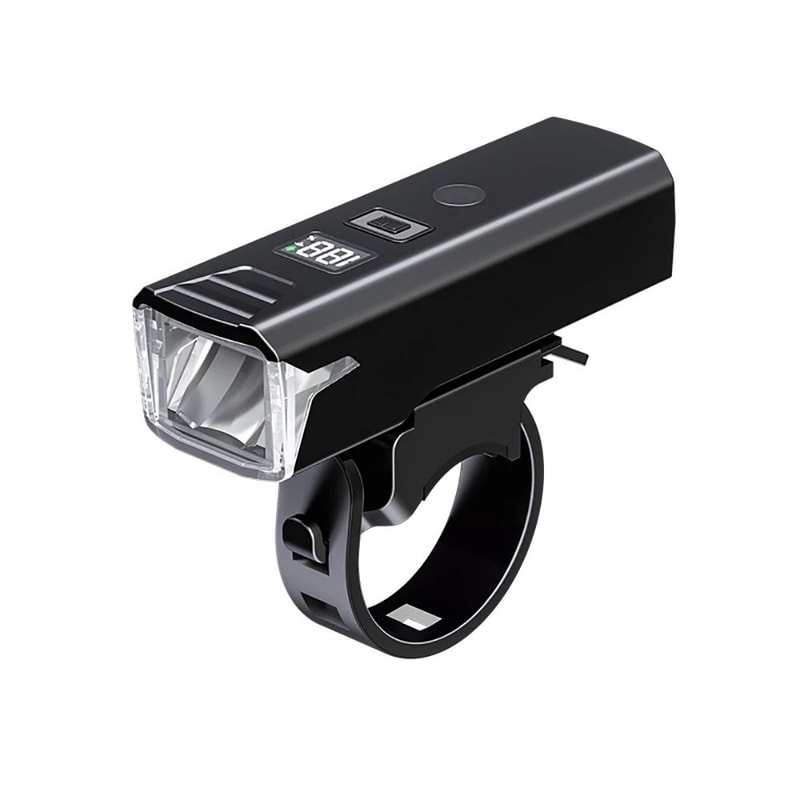 USB Rechargeable Bicycle Headlight 300 Lumen With Battery Level Display And Power Bank 6