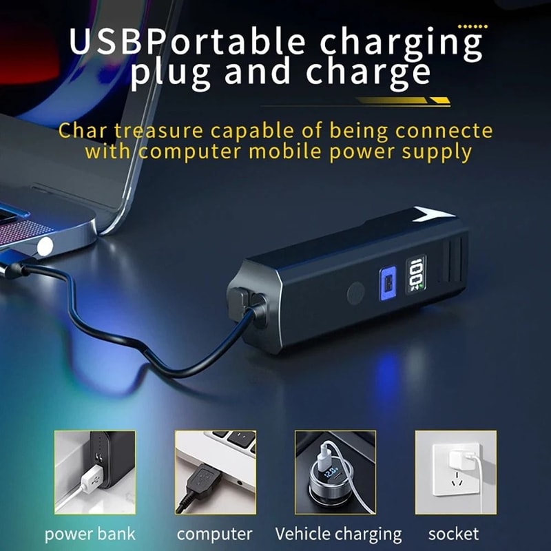 USB Rechargeable Bicycle Headlight 300 Lumen With Battery Level Display And Power Bank 1