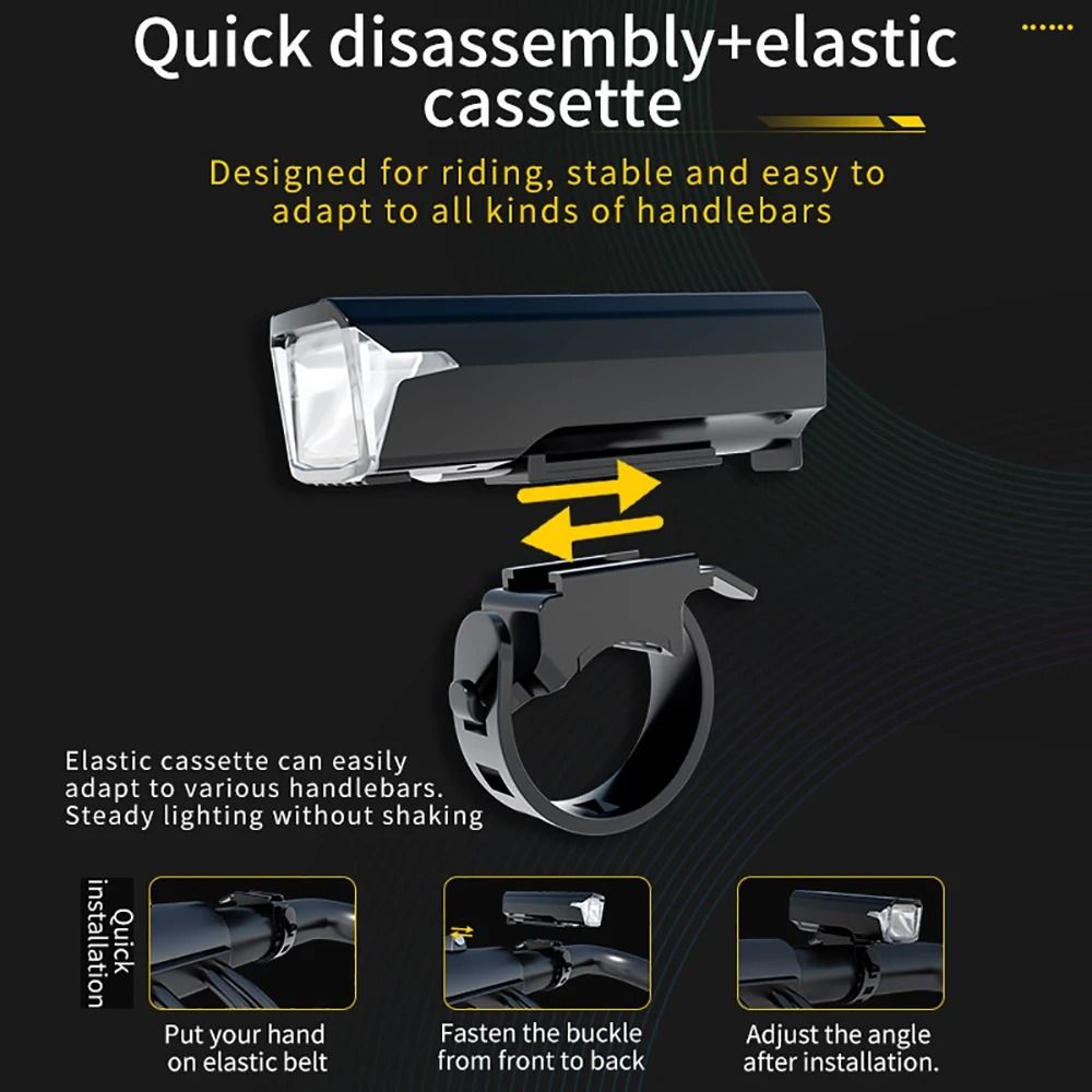 USB Rechargeable Bicycle Headlight 300 Lumen With Battery Level Display And Power Bank 3