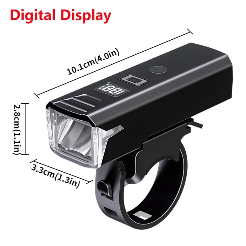 USB Rechargeable Bicycle Headlight 300 Lumen With Battery Level Display And Power Bank 4
