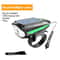 Solar Rechargeable Bicycle Headlight With Horn And LED Front Lamp For Road And Mountain Bikes 8