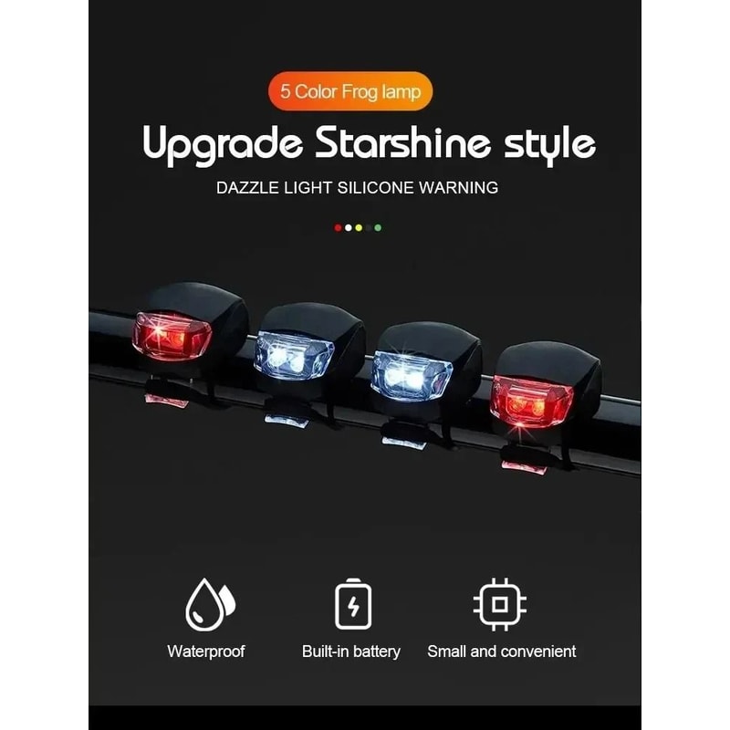 Bike Light Set Silicone Waterproof Bicycle Head Front Lamp And Taillight Warning Lights 3