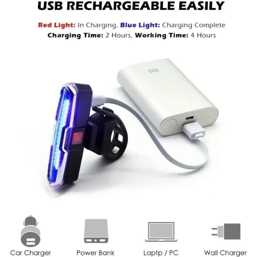 Bike Light Taillight LED Ultra Bright USB Charging Safety Warning Bicycle Rear Light 2