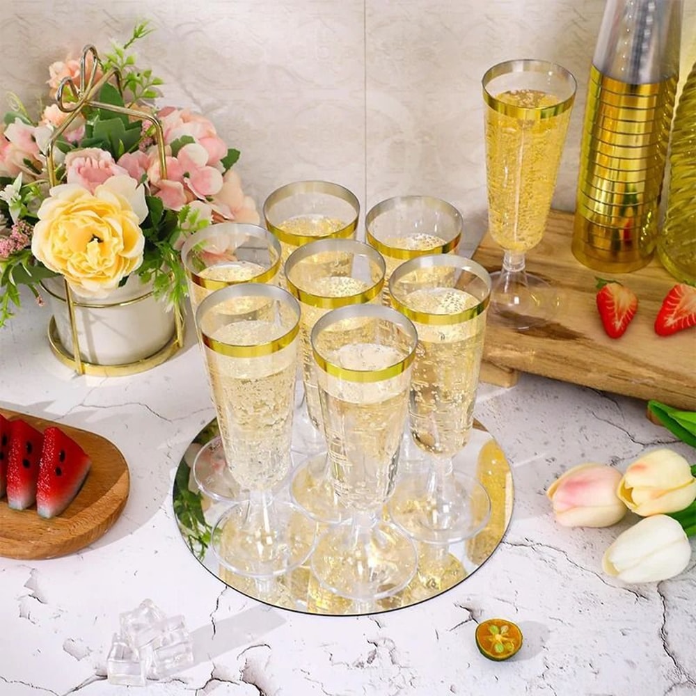 Disposable Plastic Champagne Flute Cups Set Of 5 2