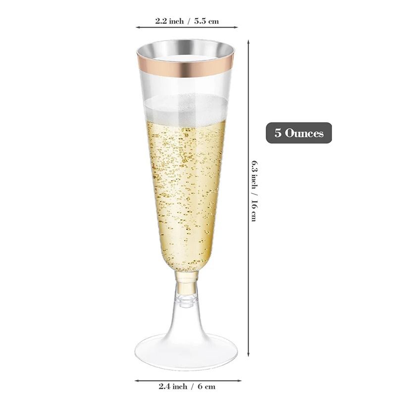 Disposable Plastic Champagne Flute Cups Set Of 5 5