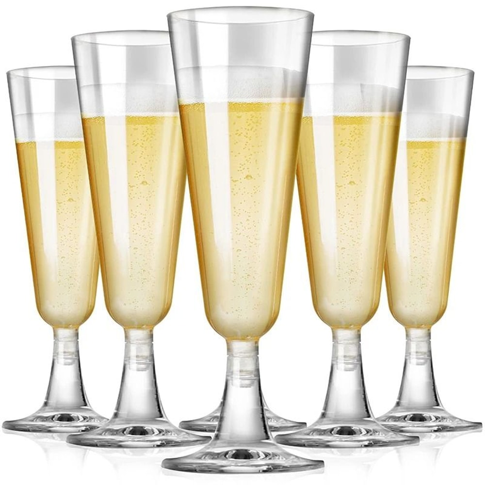 Disposable Plastic Champagne Flute Cups Set Of 5 6