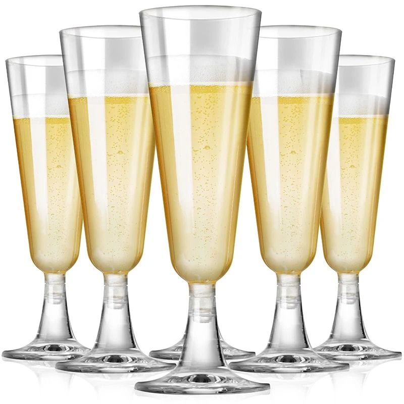 Disposable Plastic Champagne Flute Cups Set Of 5 6
