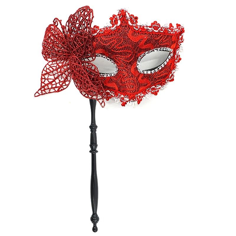 Venetian Half Face Masquerade Mask With Holding Stick 9
