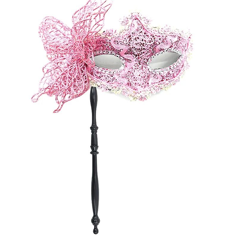 Venetian Half Face Masquerade Mask With Holding Stick 12