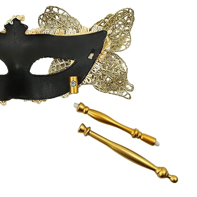 Venetian Half Face Masquerade Mask With Holding Stick 5