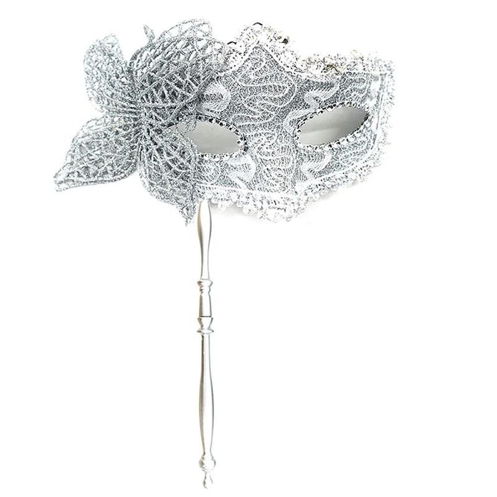 Venetian Half Face Masquerade Mask With Holding Stick 7
