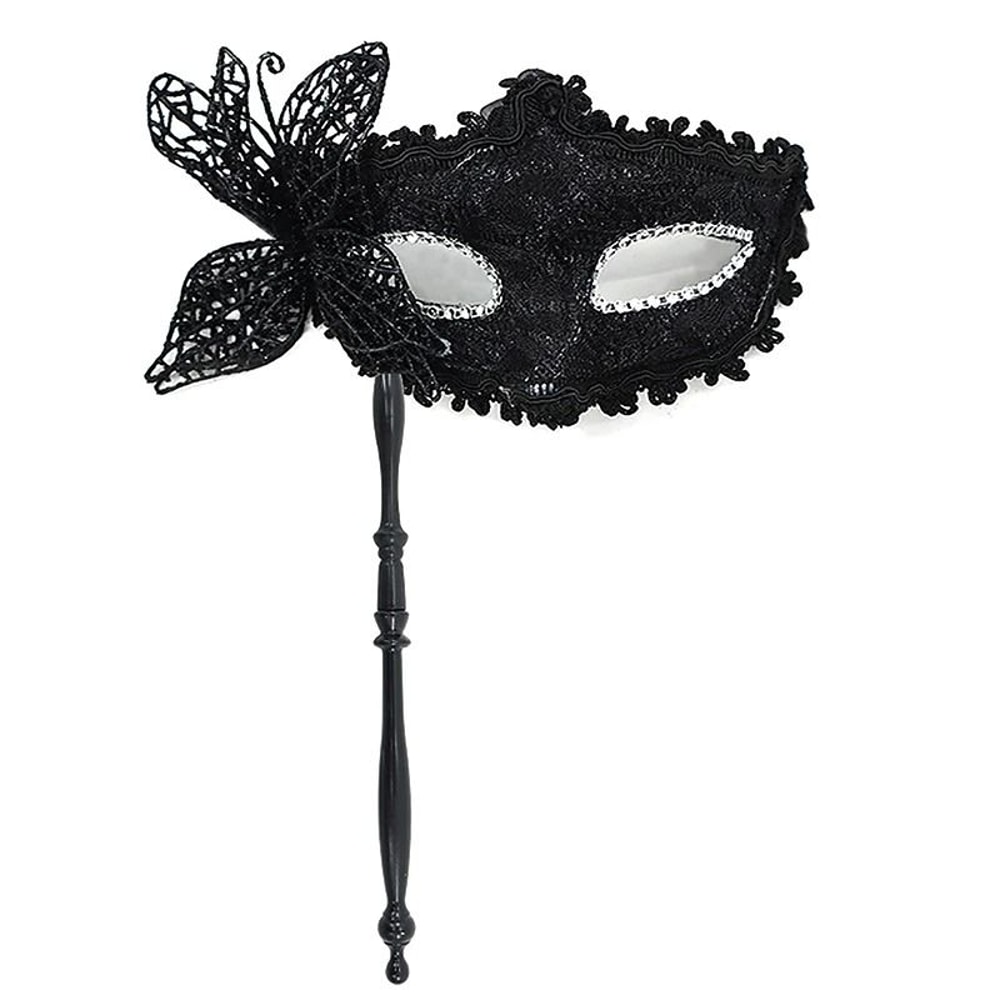 Venetian Half Face Masquerade Mask With Holding Stick 8
