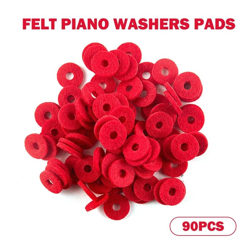 Red Felt Piano Washer Pads Rings Set Of 90 0