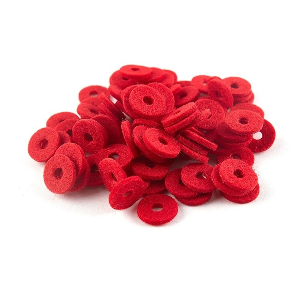 Red Felt Piano Washer Pads Rings Set Of 90 1