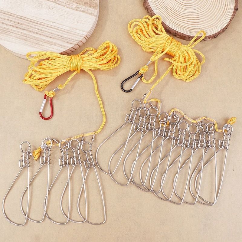 Stainless Steel Fishing Lock Buckle Chain Stringer With Float 0