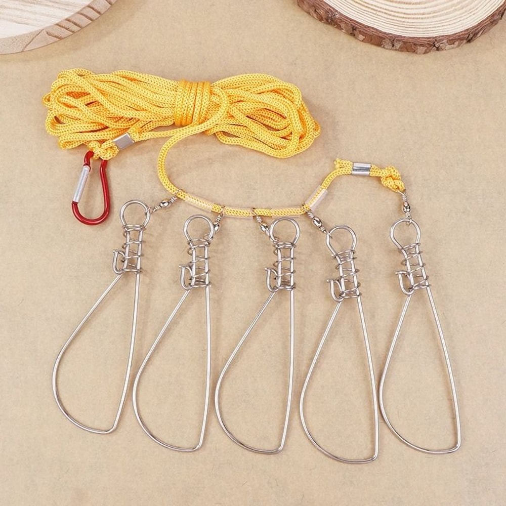 Stainless Steel Fishing Lock Buckle Chain Stringer With Float 1