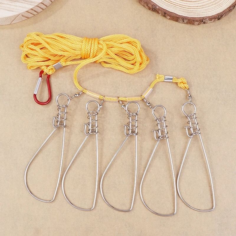 Stainless Steel Fishing Lock Buckle Chain Stringer With Float 1