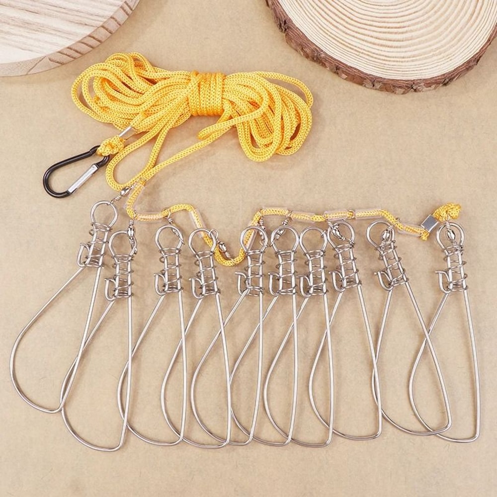 Stainless Steel Fishing Lock Buckle Chain Stringer With Float 2